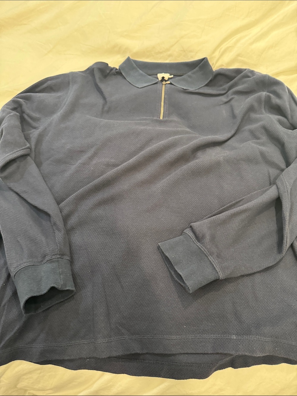 Sunspel Navy Long-Sleeve Zip Polo